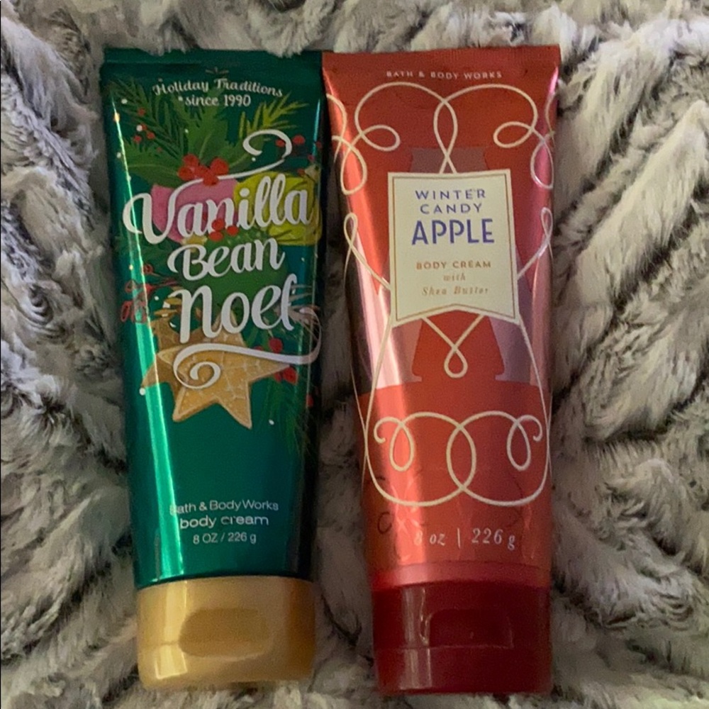 Two winter scented bath and body works lotions